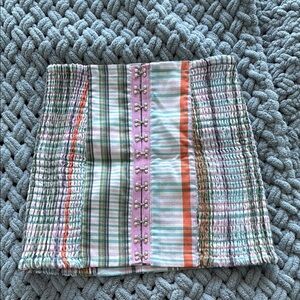 Urban Outfitters Gray and White Smocked Mini Pencil Skirt